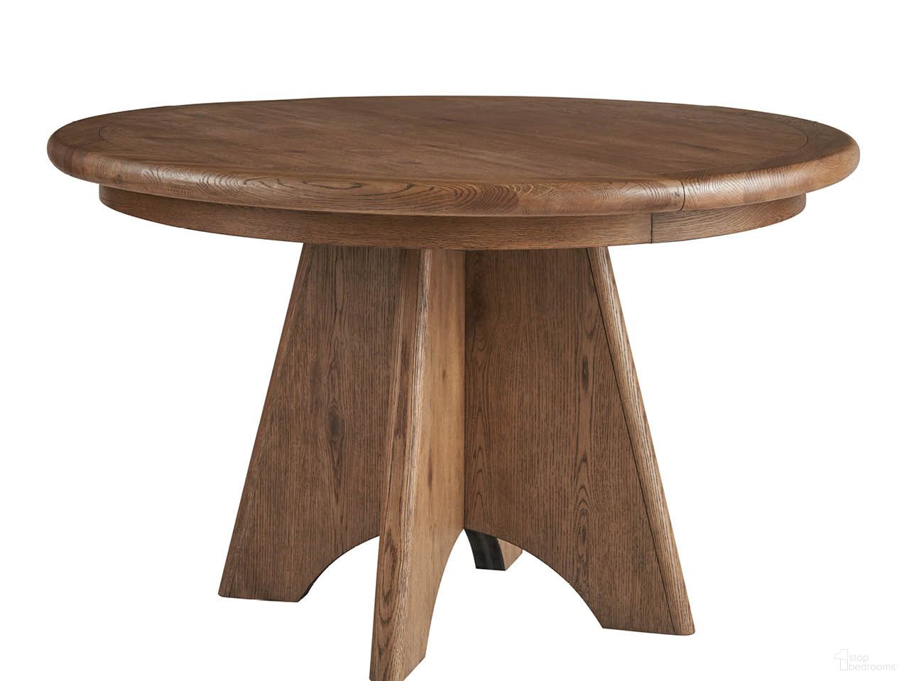 The appearance of Griffith Park Round Dining Table In Sienna designed by Universal in the modern / contemporary interior design. This sienna piece of furniture  was selected by 1StopBedrooms from Griffith Park Collection to add a touch of cosiness and style into your home. Sku: U400657. Table Base Style: Pedestal. Table Top Shape: Round. Material: Wood. Size: 48".