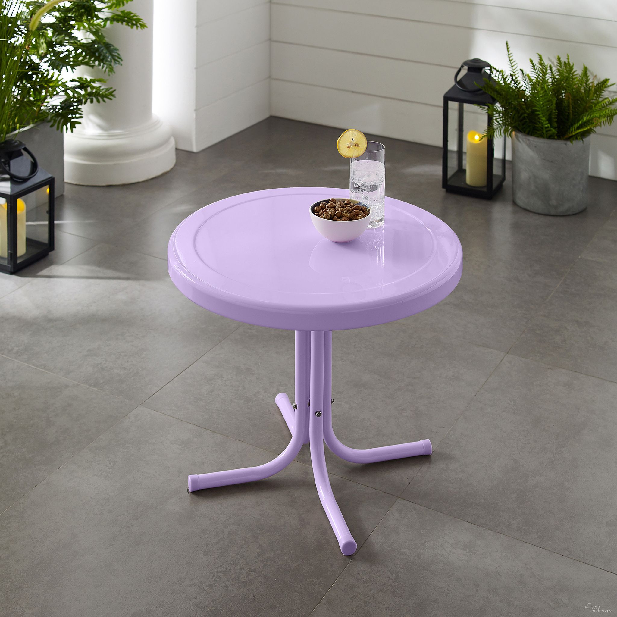 Griffith Retro Outdoor Side Table In Lavender Gloss by Crosley Brands
