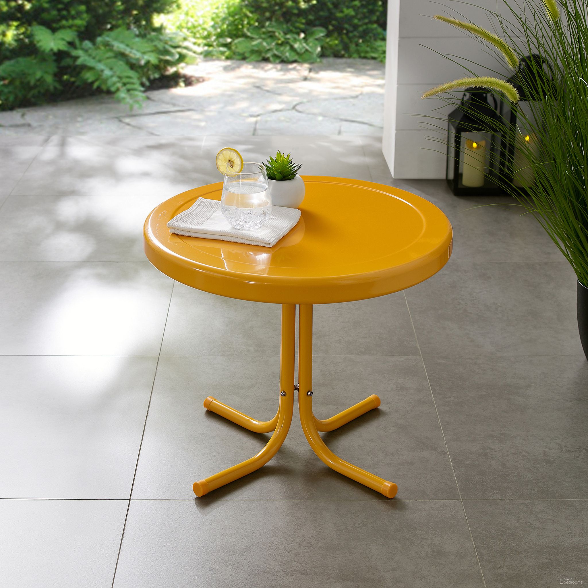 Griffith Retro Outdoor Side Table In Tangerine Gloss by Crosley Brands