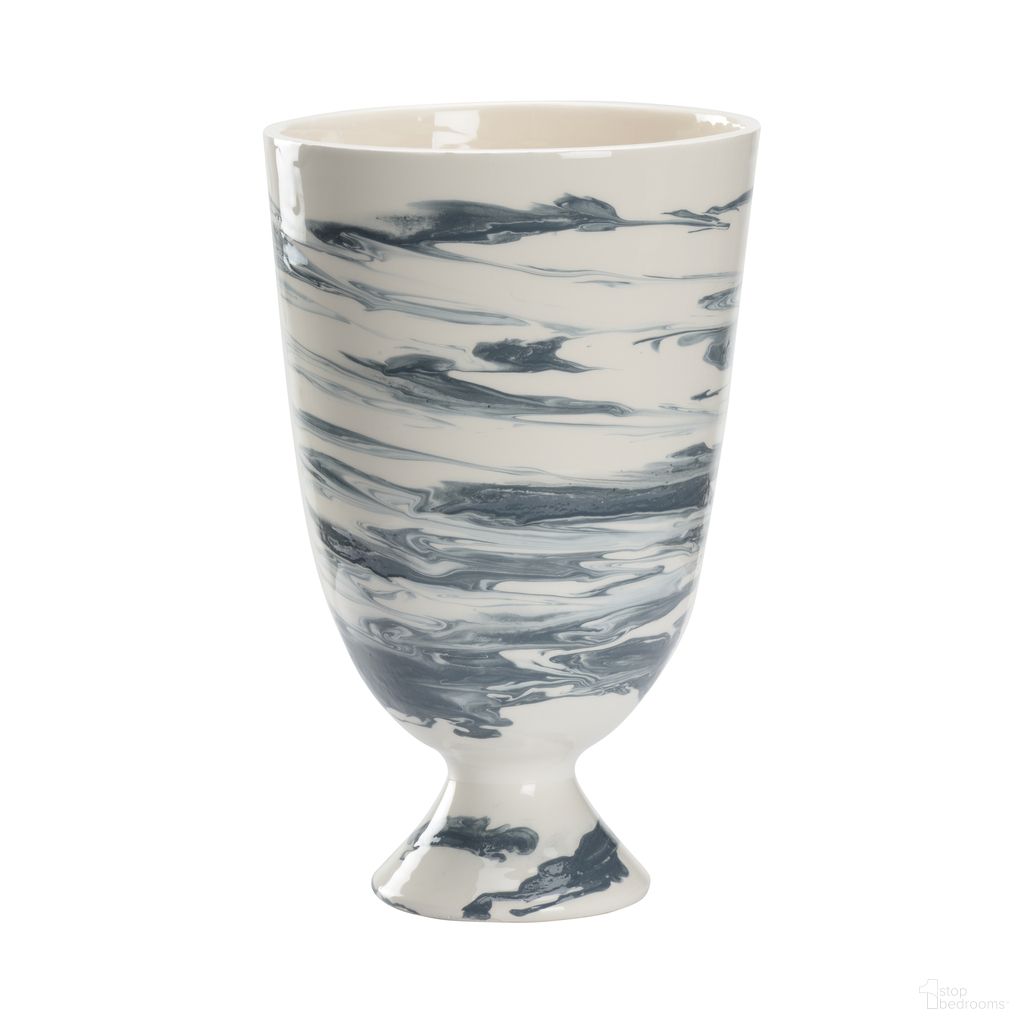 Grigio Footed Vase In Gray and Cream