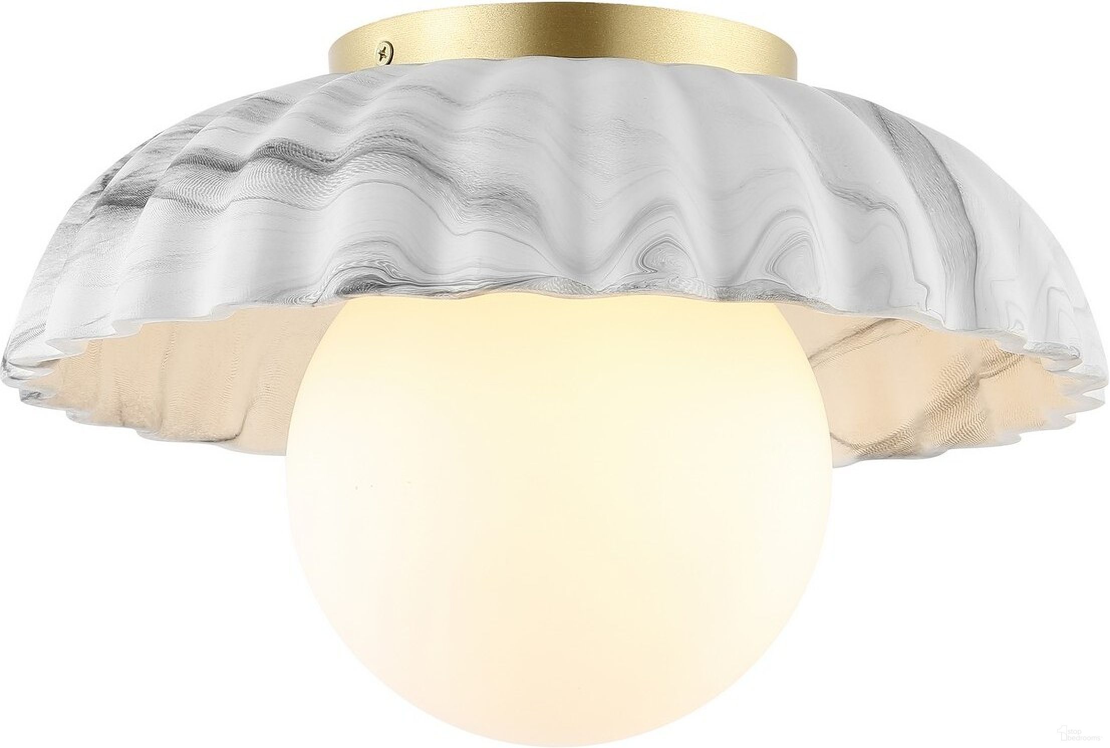 Grima Flush Mount in White and Gold