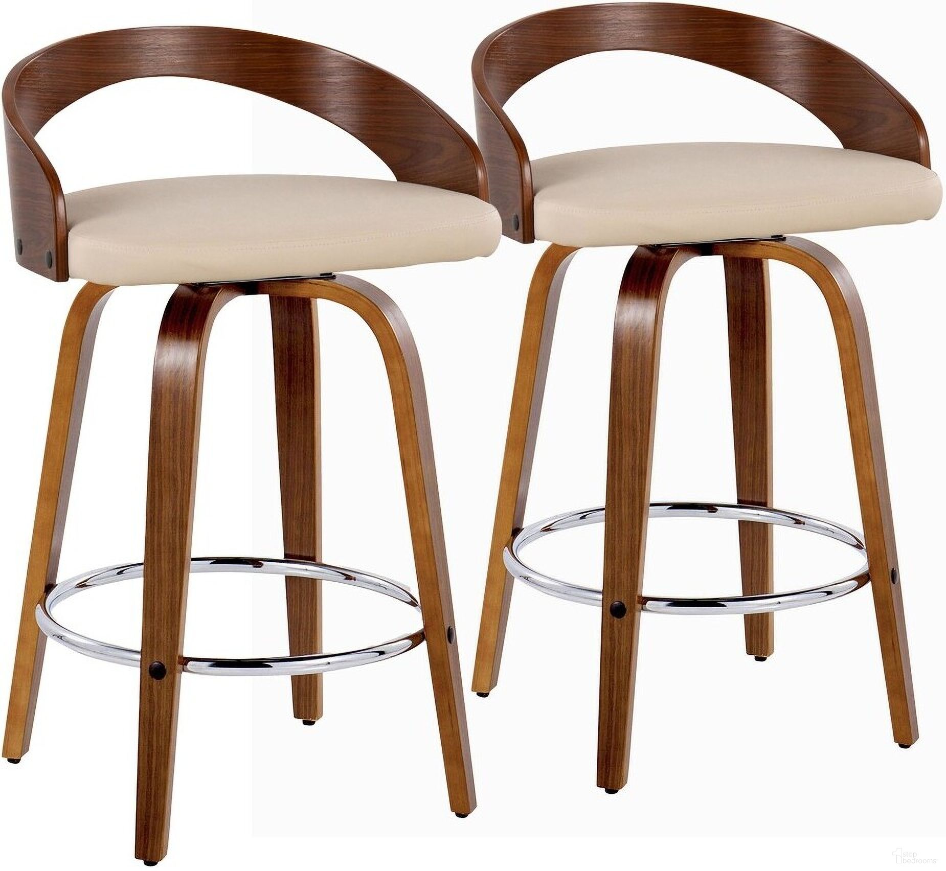 Grotto 26 Inch Fixed Height Counter Stool Set of 2 In Cream