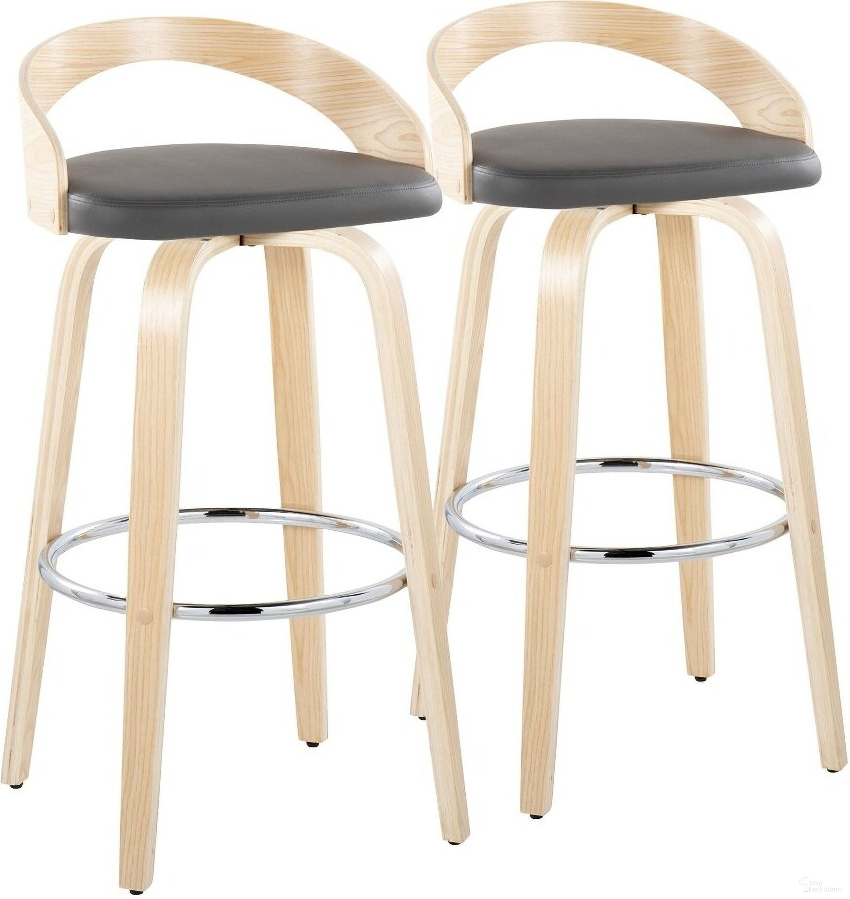 The appearance of Grotto 30 Inch Fixed Height Barstool Set of 2 In Grey designed by Lumisource in the modern / contemporary interior design. This grey piece of furniture  was selected by 1StopBedrooms from Grotto Collection to add a touch of cosiness and style into your home. Sku: B30-GROTTOPU-GRTZR2 NANAGY2. Material: Wood.