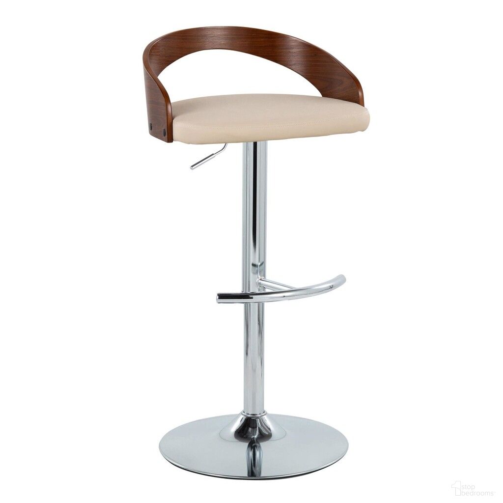 The appearance of Grotto Adjustable Barstool In Cream and Walnut designed by Lumisource in the modern / contemporary interior design. This cream/walnut piece of furniture was selected by 1StopBedrooms from Grotto Collection to add a touch of cosiness and style into your home. Sku: BS-GROTTOPU-RT1 CHRWLCR1. Material: Bentwood.