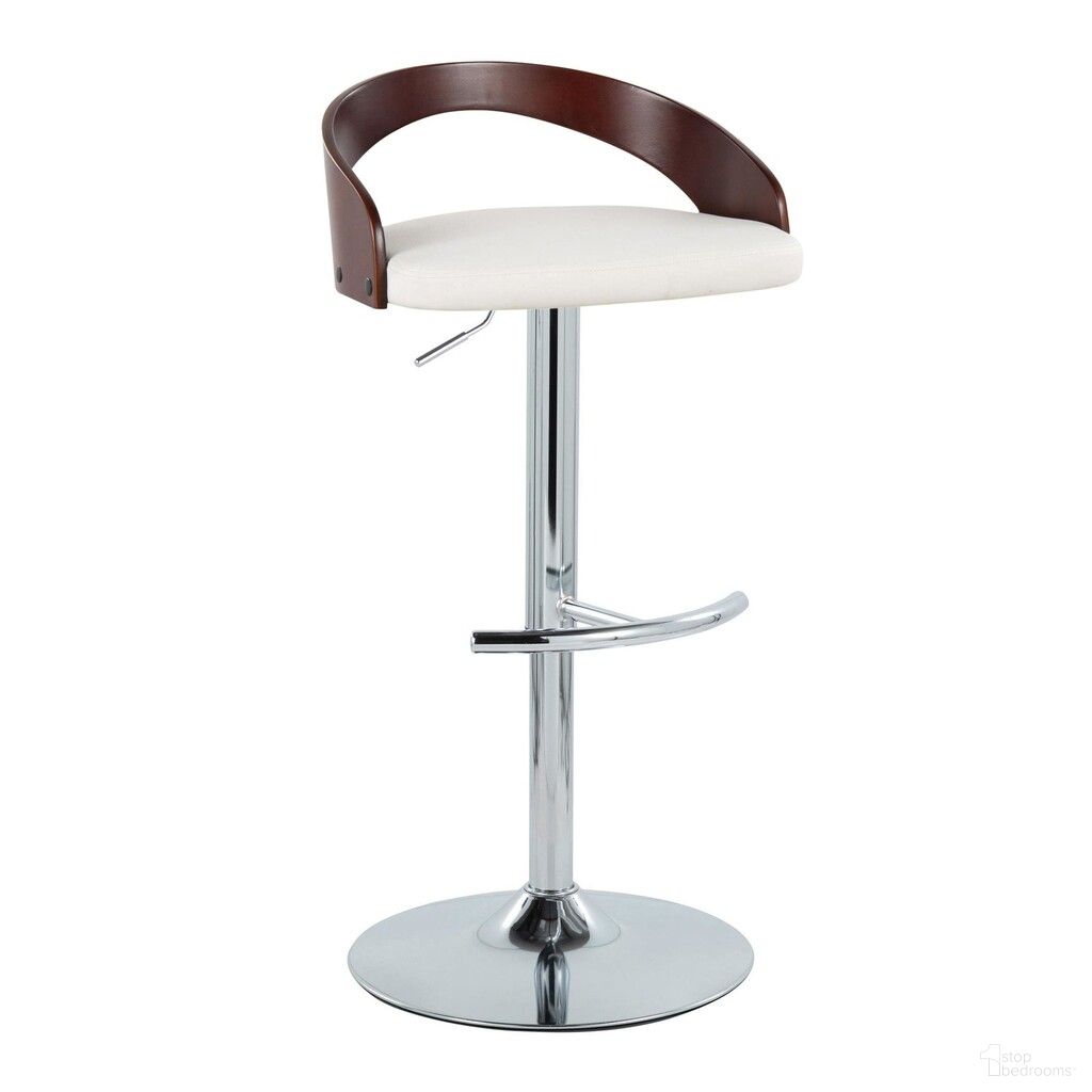 The appearance of Grotto Adjustable Barstool In Mahogany and White designed by Lumisource in the modern / contemporary interior design. This mahogany and white piece of furniture  was selected by 1StopBedrooms from Grotto Collection to add a touch of cosiness and style into your home. Sku: BS-GROTTOPU-RT1 CHRCHW1. Material: Bentwood.