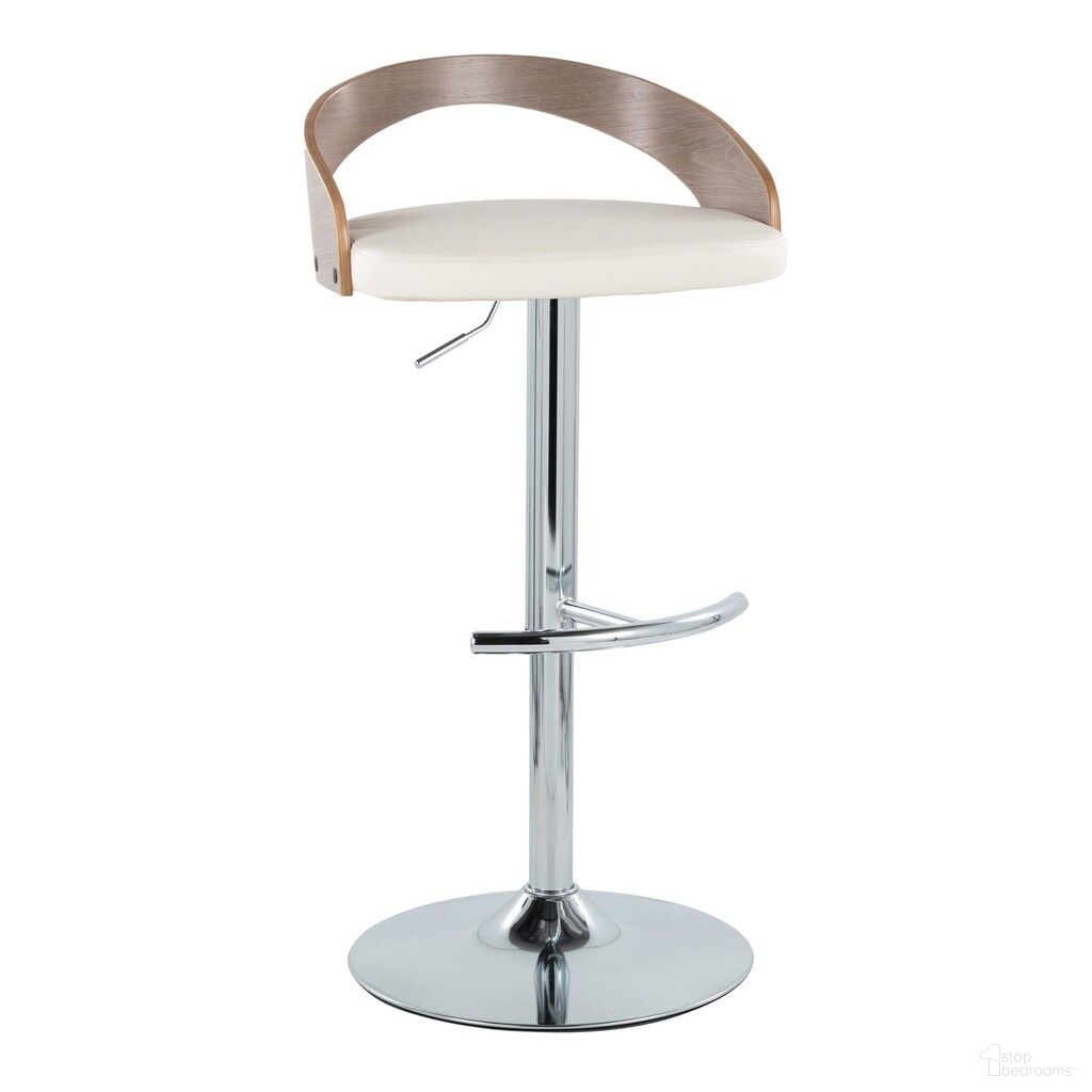 The appearance of Grotto Adjustable Barstool In White and Light Grey designed by Lumisource in the modern / contemporary interior design. This white and light grey piece of furniture  was selected by 1StopBedrooms from Grotto Collection to add a touch of cosiness and style into your home. Sku: BS-GROTTOPU-RT1 CHRLGYW1. Material: Bentwood.
