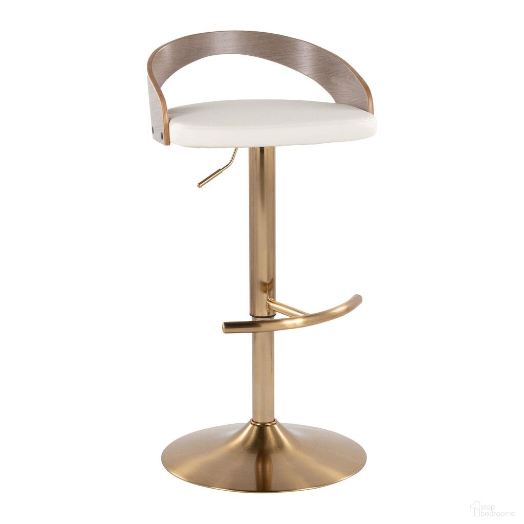 The appearance of Grotto Adjustable Barstool In White and Light Grey designed by Lumisource in the modern / contemporary interior design. This white and light grey piece of furniture  was selected by 1StopBedrooms from Grotto Collection to add a touch of cosiness and style into your home. Sku: BS-GROTTOPU-RT1 AULGYW1. Material: Foam.