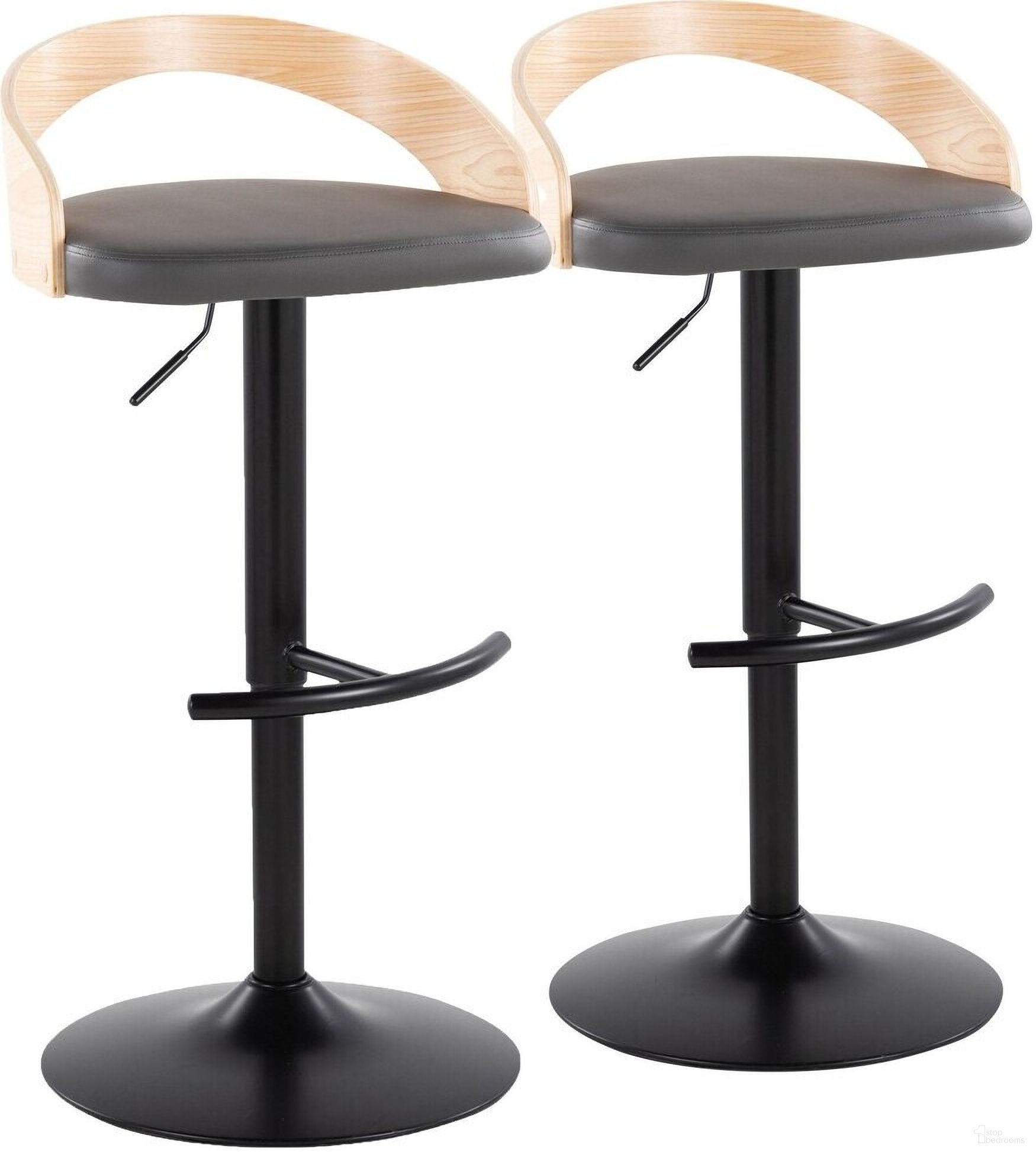 The appearance of Grotto Adjustable Barstool Set of 2 In Grey designed by Lumisource in the modern / contemporary interior design. This grey piece of furniture was selected by 1StopBedrooms from Grotto Collection to add a touch of cosiness and style into your home. Sku: BS-GROTTOPU-RT2 BKNAGY2. Material: Wood.