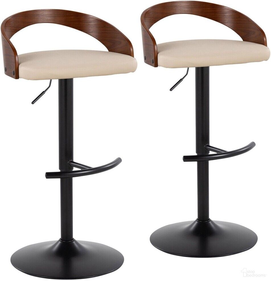 The appearance of Grotto Adjustable Barstool Set of 2 In Black/Cream designed by Lumisource in the modern / contemporary interior design. This cream piece of furniture  was selected by 1StopBedrooms from Grotto Collection to add a touch of cosiness and style into your home. Sku: BS-GROTTOPU-RT2 BKWLCR2. Material: Wood.