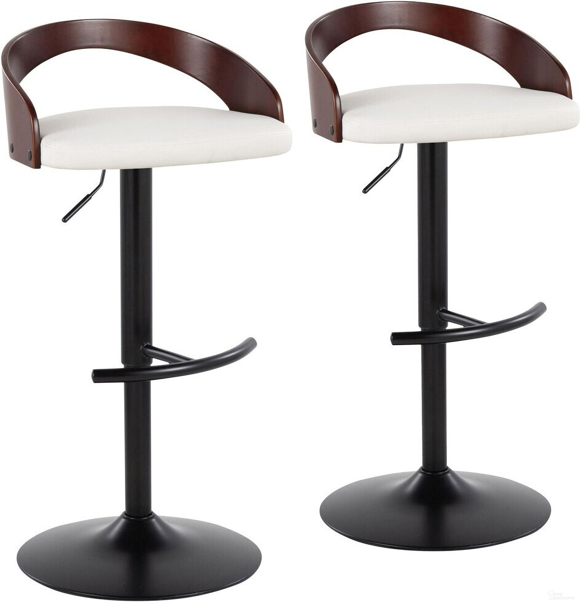 The appearance of Grotto Adjustable Barstool Set of 2 In Cherry/Black designed by Lumisource in the modern / contemporary interior design. This cherry piece of furniture was selected by 1StopBedrooms from Grotto Collection to add a touch of cosiness and style into your home. Sku: BS-GROTTOPU-RT2 BKCHW2. Material: Wood.