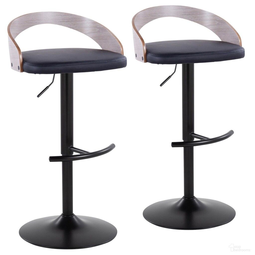 The appearance of Grotto Adjustable Barstool Set of 2 In Light Grey/Black designed by Lumisource in the modern / contemporary interior design. This light grey piece of furniture was selected by 1StopBedrooms from Grotto Collection to add a touch of cosiness and style into your home. Sku: BS-GROTTOPU-RT2 BKLGYBK2. Material: Wood.