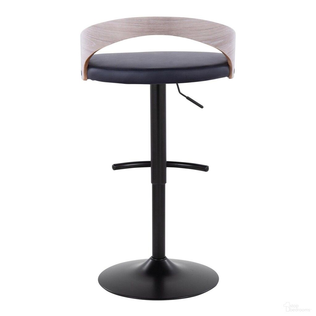 The appearance of Grotto Faux Leather Adjustable Barstool with Round T Footrest In Light Grey and Black designed by Lumisource in the modern / contemporary interior design. This light grey and black piece of furniture  was selected by 1StopBedrooms from Grotto Collection to add a touch of cosiness and style into your home. Sku: BS-GROTTOPU-RT1 BKLGYBK1. Material: Bentwood.
