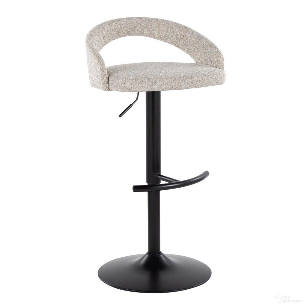 Grotto Upholstered Adjustable Barstool In Black and Oat