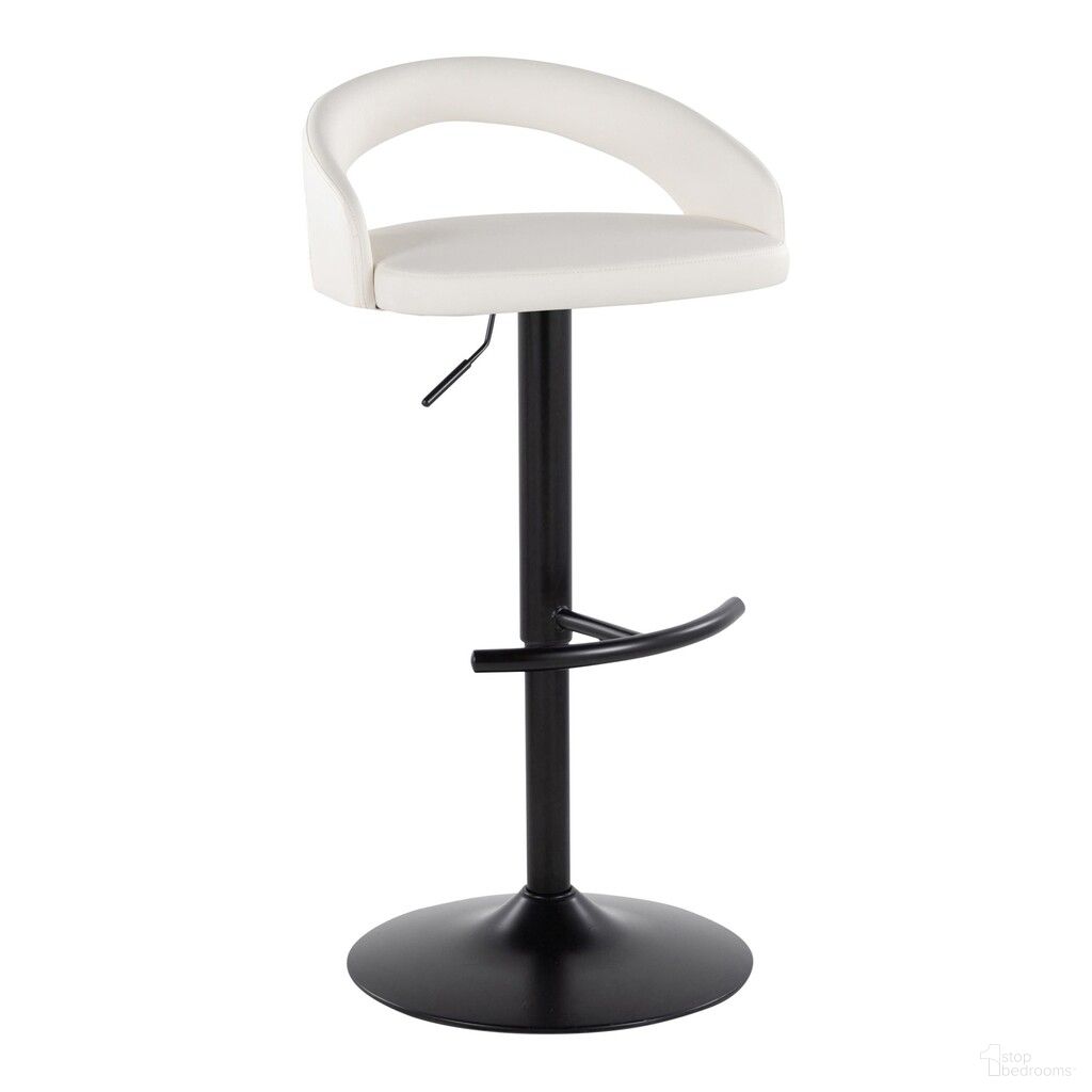 Grotto Upholstered Adjustable Barstool In Black and White