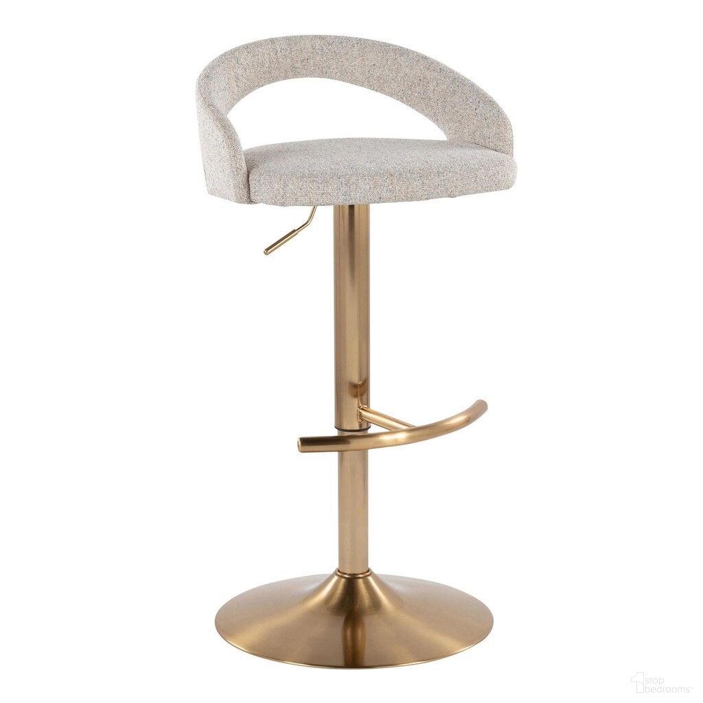 Grotto Upholstered Adjustable Barstool In Gold and Oat