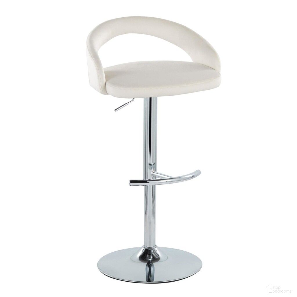 The appearance of Grotto Upholstered Adjustable Barstool In White and Chrome designed by Lumisource in the modern / contemporary interior design. This white and chrome piece of furniture  was selected by 1StopBedrooms from Grotto Collection to add a touch of cosiness and style into your home. Sku: BS-GROTTOUPV-RT1 CHRW1. Material: Foam.