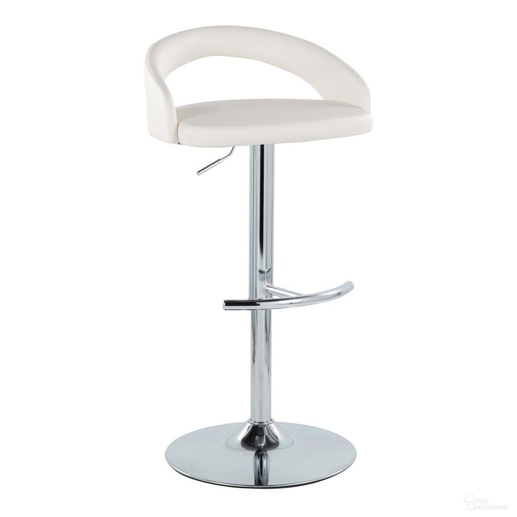 The appearance of Grotto Upholstered Adjustable Barstool In White and Chrome designed by Lumisource in the modern / contemporary interior design. This white and chrome piece of furniture was selected by 1StopBedrooms from Grotto Collection to add a touch of cosiness and style into your home. Sku: BS-GROTTOUPPU-RT1 CHRW1. Material: Foam.
