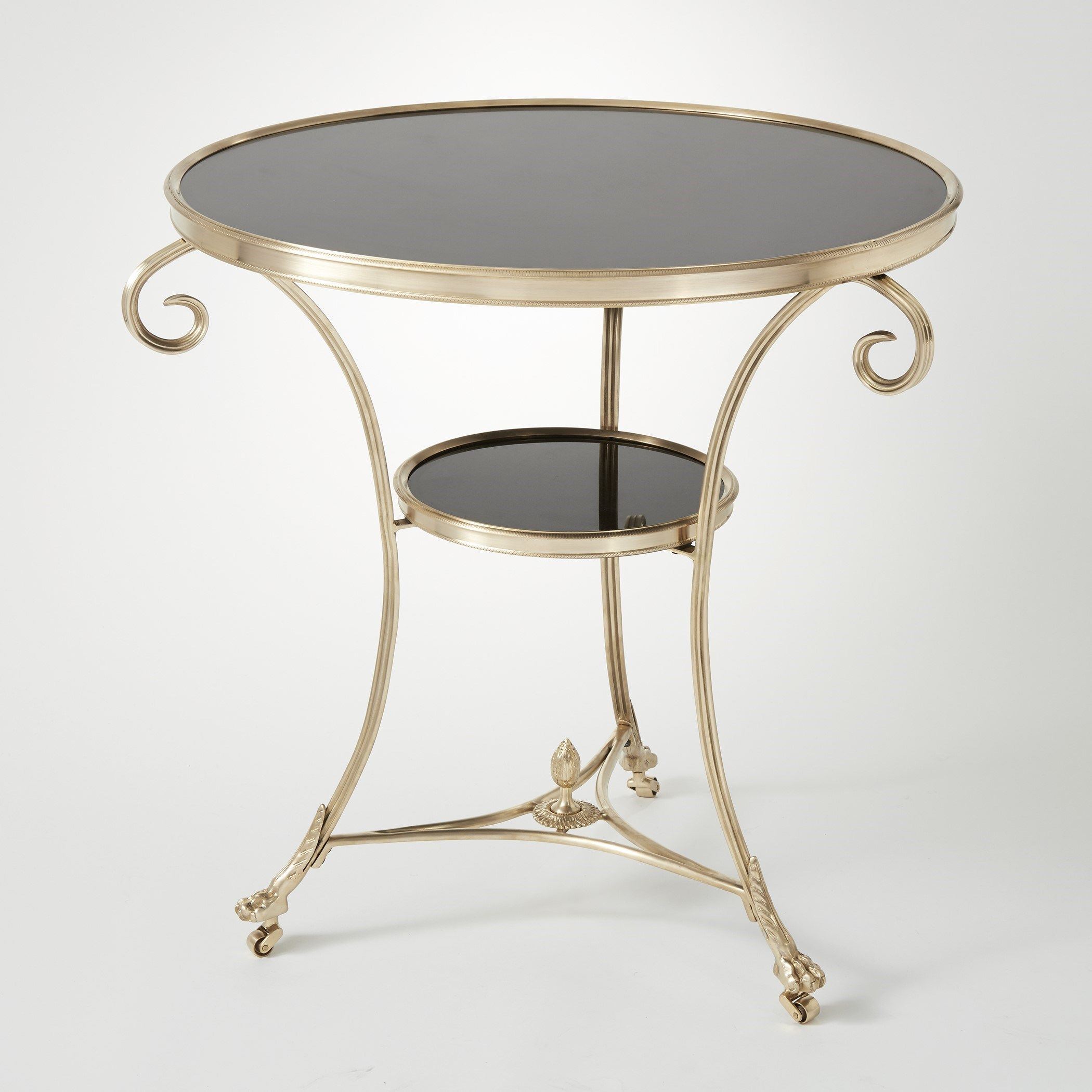Gueridon Table In Brass With Black Granite