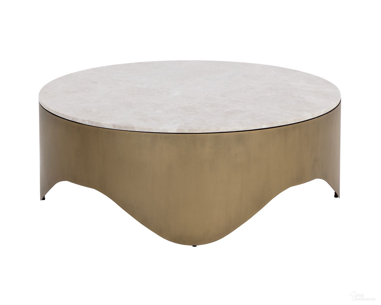 Guinevere Coffee Table In Greige and Brass