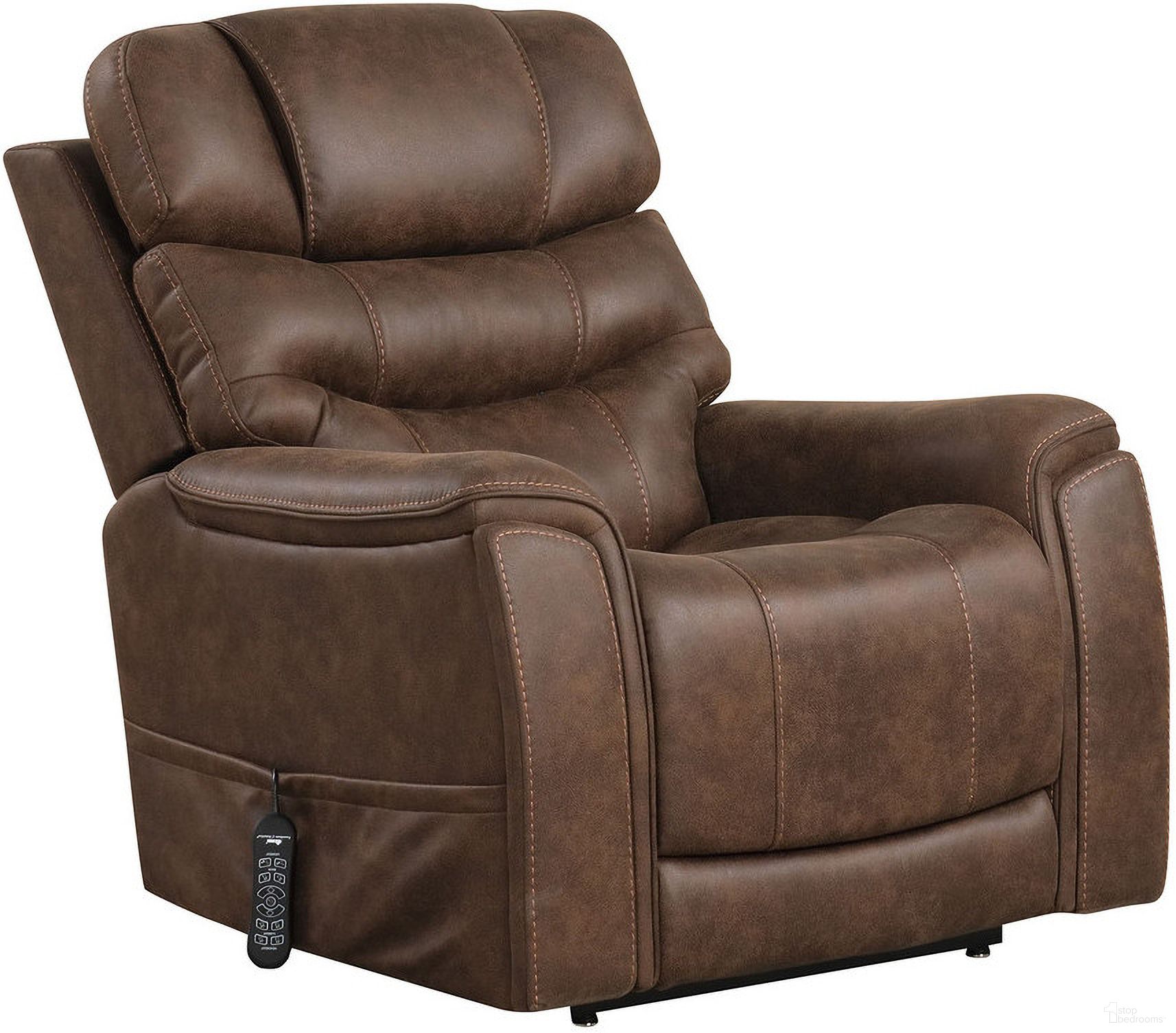 The appearance of Guinevra Lift Chair In Walnut designed by Furniture of America in the transitional interior design. This walnut piece of furniture was selected by 1StopBedrooms from Guinevra Collection to add a touch of cosiness and style into your home. Sku: FM68005WN-LC. Material: Fabric.