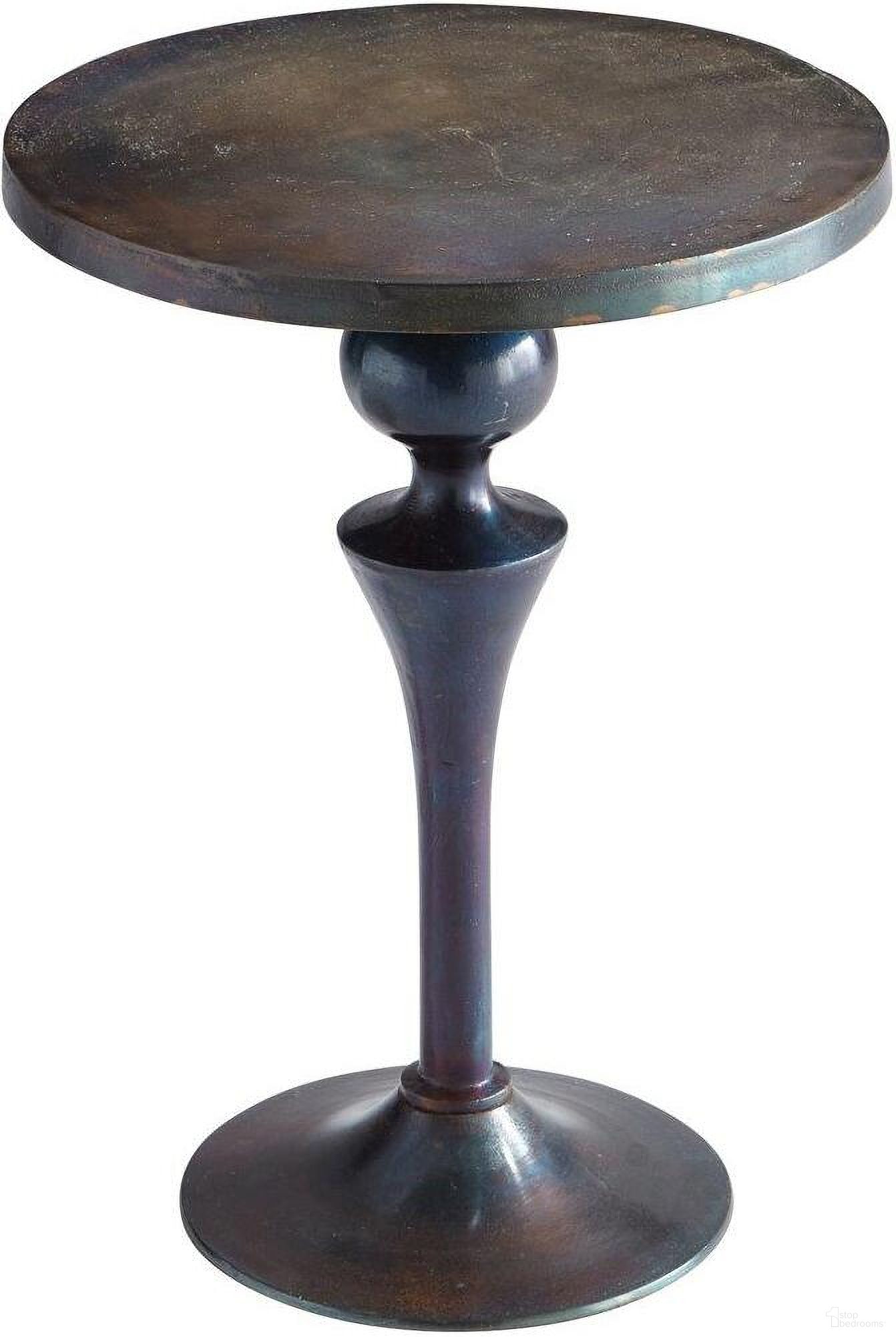 The appearance of Gully Bronze and Blue Side Table designed by Cyan Design in the transitional interior design. This brown piece of furniture  was selected by 1StopBedrooms from Gully Collection to add a touch of cosiness and style into your home. Sku: 08297. Material: Aluminum.