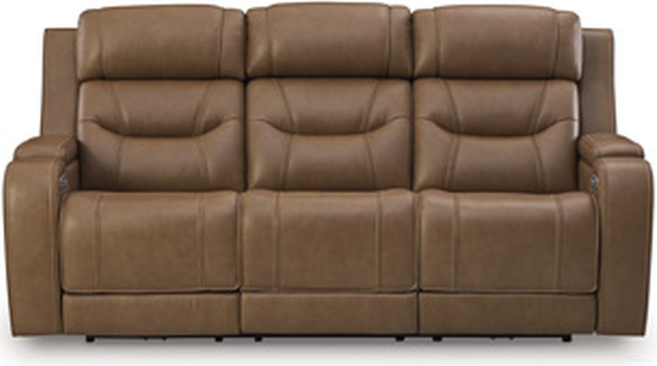The appearance of Guru Power Reclining Sofa with Audio Seating In Caramel designed by Signature Design by Ashley in the modern / contemporary interior design. This caramel piece of furniture was selected by 1StopBedrooms from Guru Collection to add a touch of cosiness and style into your home. Sku: NCU1160015A. Material: Leather Match.