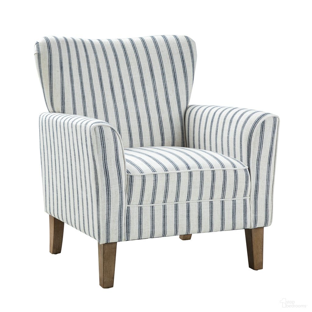 The appearance of Gustaf Armchair In Navy designed by Karat Home in the modern / contemporary interior design. This navy piece of furniture was selected by 1StopBedrooms from Gustaf Collection to add a touch of cosiness and style into your home. Sku: CHS0762-NAV. Material: Geometry Look Fabric.