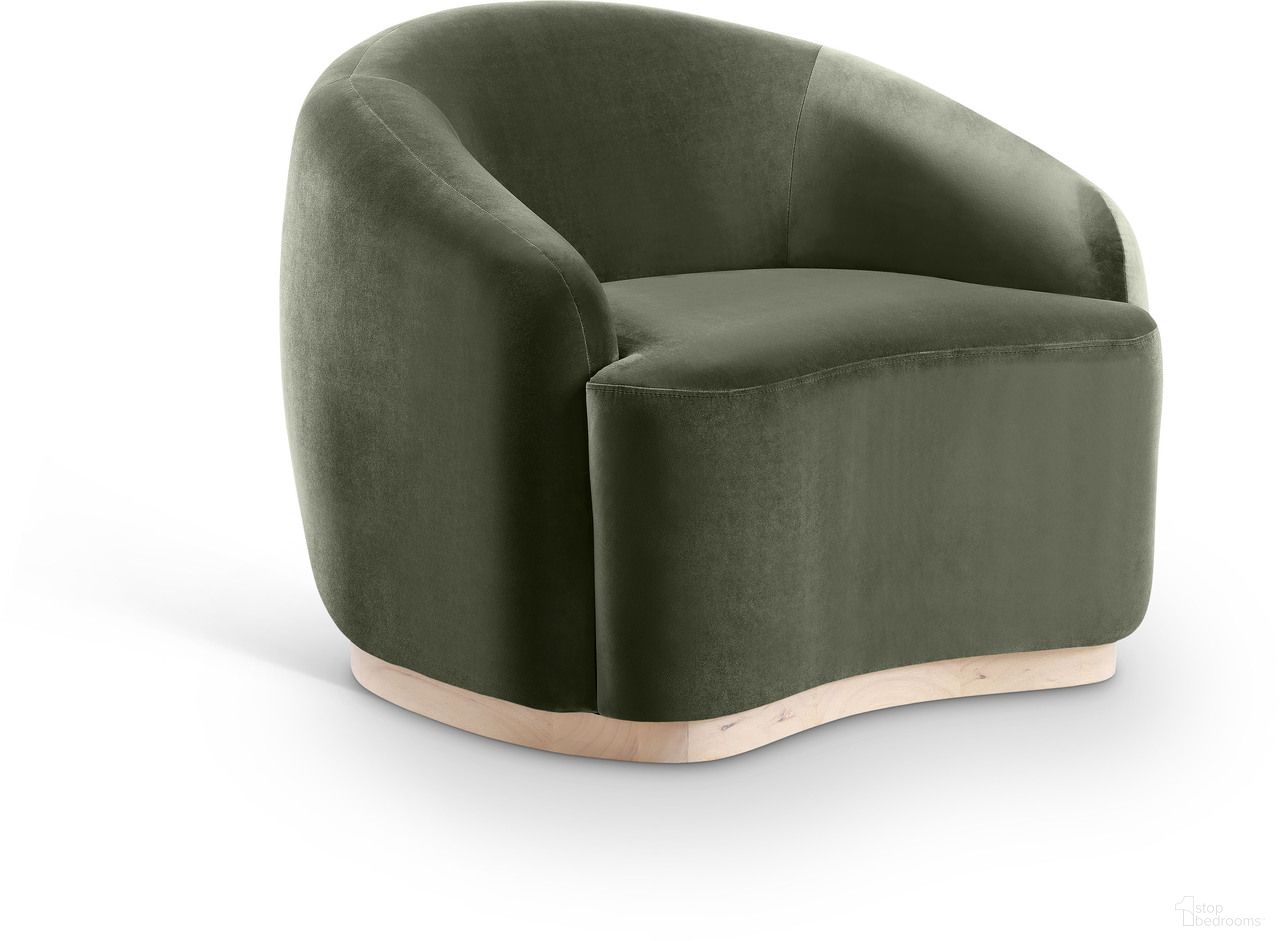 Gustavo Velvet Upholstered Chair In Green and Natural