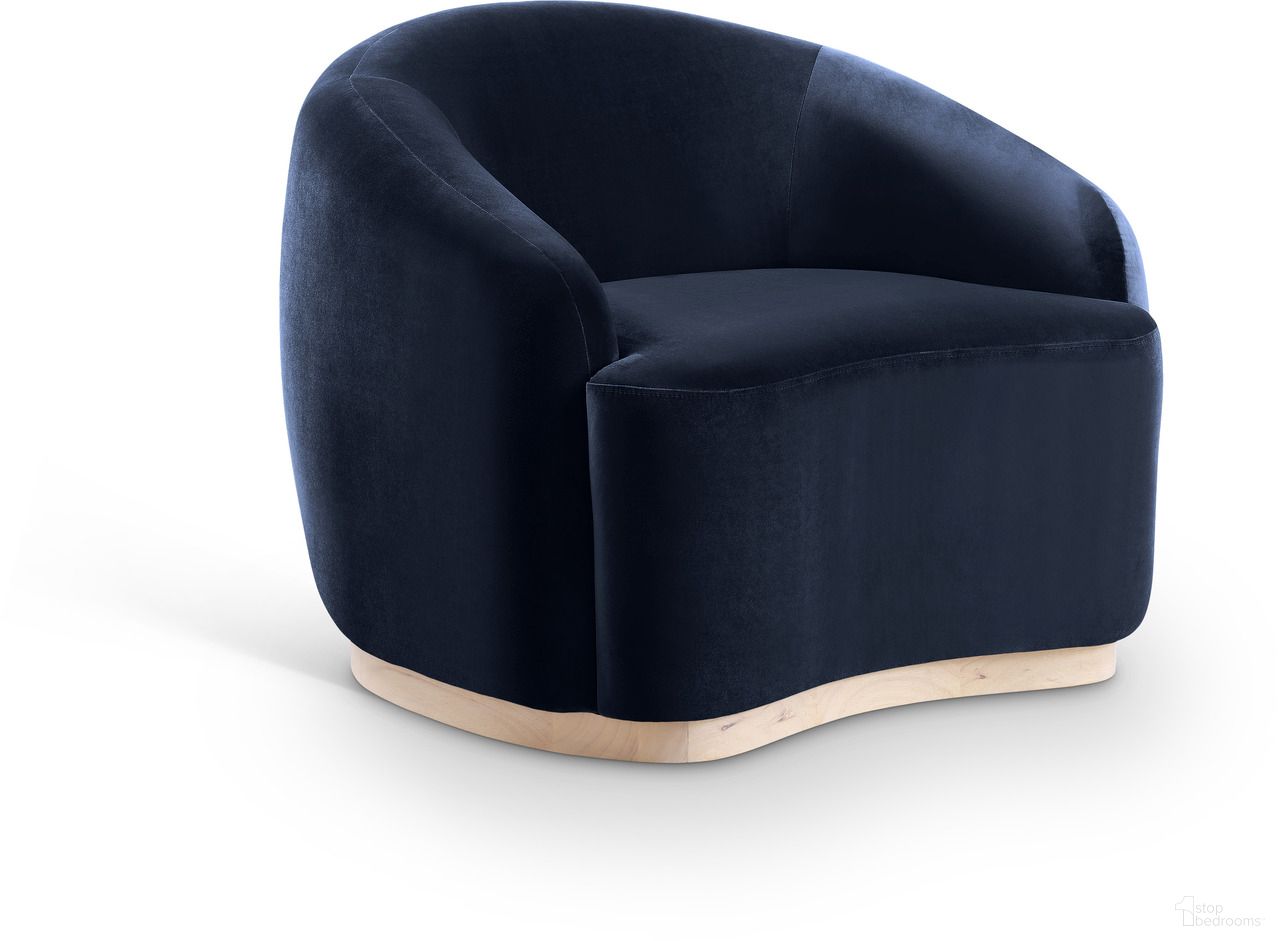 The appearance of Gustavo Velvet Upholstered Chair In Navy and Natural designed by Meridian in the modern / contemporary interior design. This navy and natural piece of furniture was selected by 1StopBedrooms from Gustavo Collection to add a touch of cosiness and style into your home. Sku: 44081Navy-C. Material: Velvet.