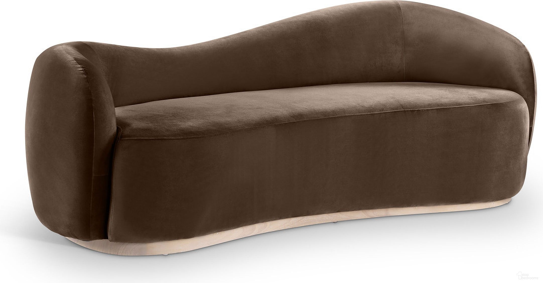 The appearance of Gustavo 92.5 Inch Velvet Upholstered Sofa In Brown and Natural designed by Meridian in the modern / contemporary interior design. This brown and natural piece of furniture was selected by 1StopBedrooms from Gustavo Collection to add a touch of cosiness and style into your home. Sku: 44081Brown-S. Material: Velvet.