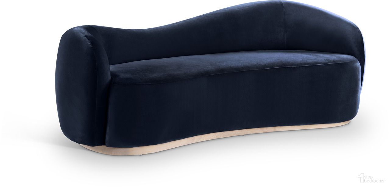 The appearance of Gustavo 92.5 Inch Velvet Upholstered Sofa In Navy and Natural designed by Meridian in the modern / contemporary interior design. This navy and natural piece of furniture was selected by 1StopBedrooms from Gustavo Collection to add a touch of cosiness and style into your home. Sku: 44081Navy-S. Material: Velvet.