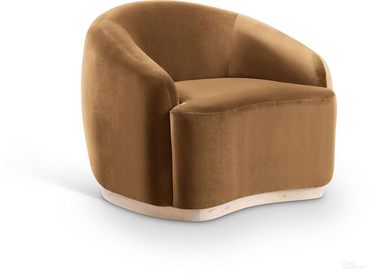 The appearance of Gustavo Velvet Upholstered Chair In Saddle and Natural designed by Meridian in the modern / contemporary interior design. This saddle and natural piece of furniture was selected by 1StopBedrooms from Gustavo Collection to add a touch of cosiness and style into your home. Sku: 44081Saddle-C. Material: Velvet.