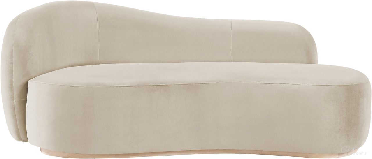 Gustavo Velvet Upholstered Chaise In Cream and Natural