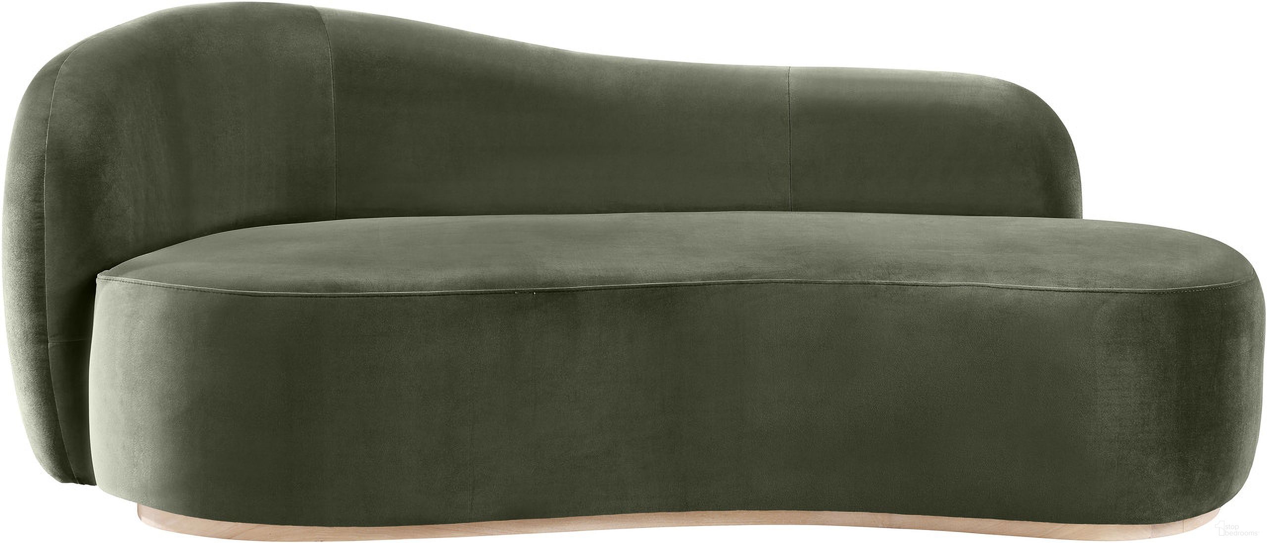 Gustavo Velvet Upholstered Chaise In Green and Natural