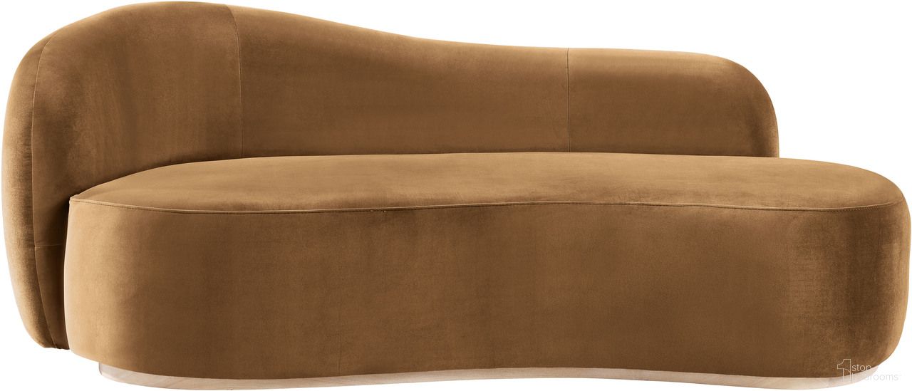 Gustavo Velvet Upholstered Chaise In Saddle and Natural
