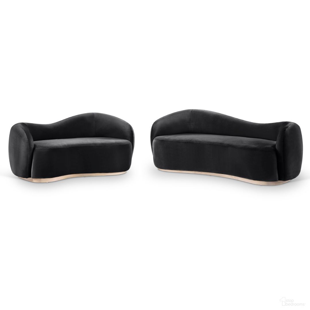 The appearance of Gustavo Velvet Upholstered Living Room Set In Black and Natural designed by Meridian in the modern / contemporary interior design. This black and natural piece of furniture was selected by 1StopBedrooms from Gustavo Collection to add a touch of cosiness and style into your home. Sku: 44081Black-S;44081Black-L. Material: Velvet.