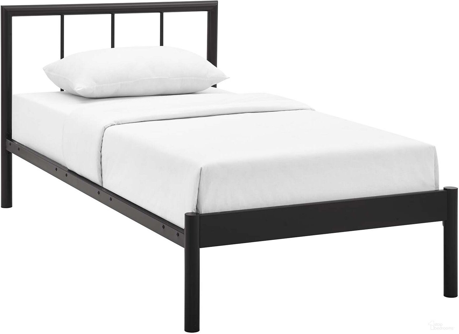 The appearance of Gwen Brown Twin Bed Frame designed by Modway in the modern / contemporary interior design. This brown piece of furniture  was selected by 1StopBedrooms from Gwen Collection to add a touch of cosiness and style into your home. Sku: MOD-5543-BRN-1;MOD-5543-BRN-2. Material: Steel. Bed Size: Twin.