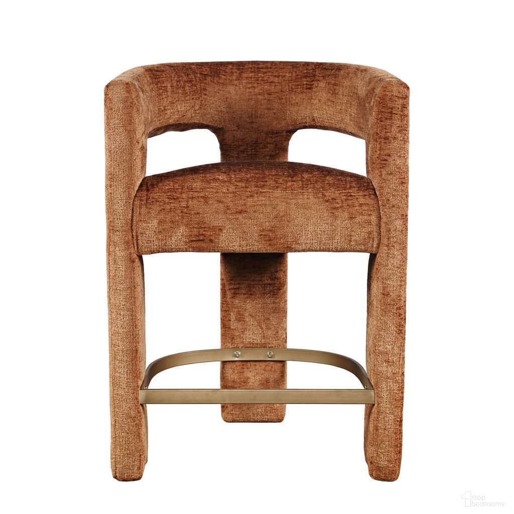 The appearance of Gwen Upholstered Sculpture Counter Stool In Rust designed by Jofran in the modern / contemporary interior design. This rust piece of furniture was selected by 1StopBedrooms from Gwen Collection to add a touch of cosiness and style into your home. Sku: 2271-GWENSTRST. Material: Iron.