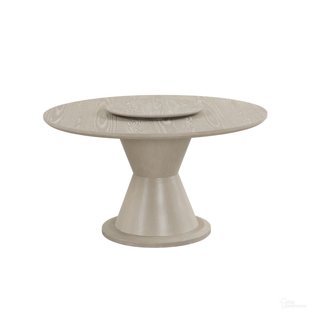 The appearance of Gwendolyn Round Table In Beige designed by New Classic in the coastal interior design. This beige piece of furniture was selected by 1StopBedrooms from Gwendolyn Collection to add a touch of cosiness and style into your home. Sku: D4128-15B;D4128-15T. Table Base Style: Pedestal. Table Top Shape: Round. Material: Wood. Size: 54".