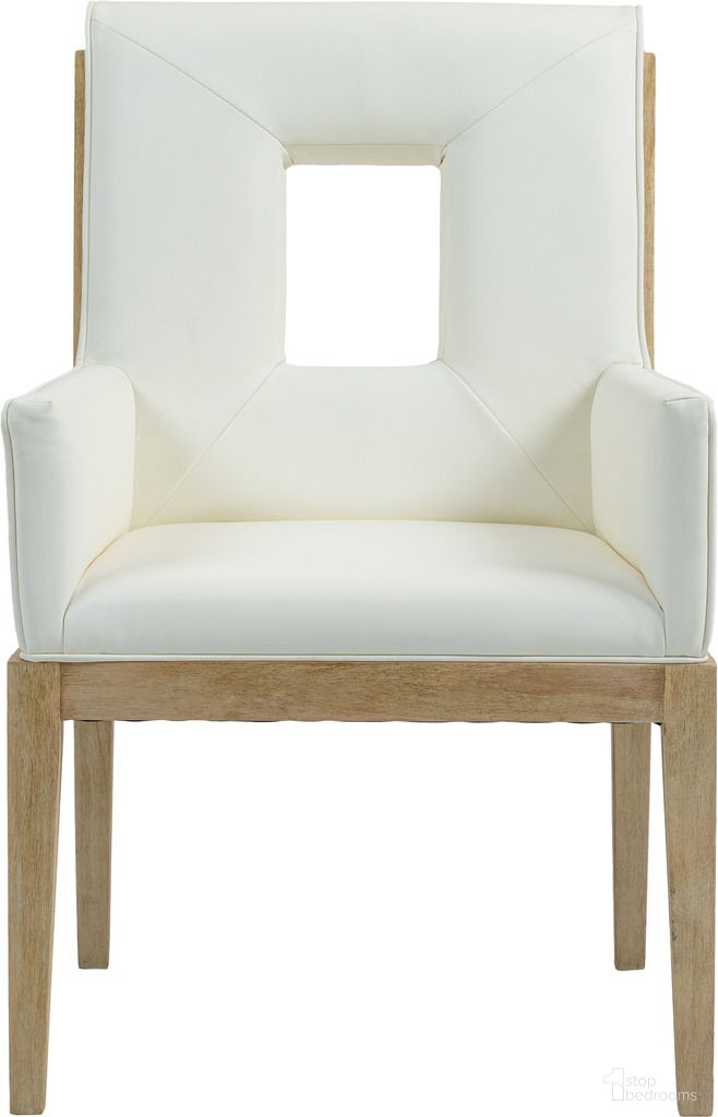 The appearance of Gwendolyn Vegan Leather Dining Arm Chair In Cream and Black designed by Meridian in the transitional interior design. This cream and black piece of furniture was selected by 1StopBedrooms from Gwendolyn Collection to add a touch of cosiness and style into your home. Sku: 11046Cream-AC. Chair Type: Arm Chair. Material: Vegan Leather.