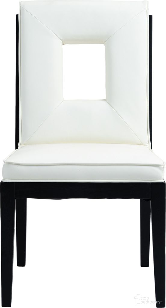 The appearance of Gwendolyn Vegan Leather Dining Side Chair Set of 2 In Cream and Black designed by Meridian in the transitional interior design. This cream and black piece of furniture  was selected by 1StopBedrooms from Gwendolyn Collection to add a touch of cosiness and style into your home. Sku: 11048Cream-SC. Material: Vegan Leather. Chair Type: Side Chair.