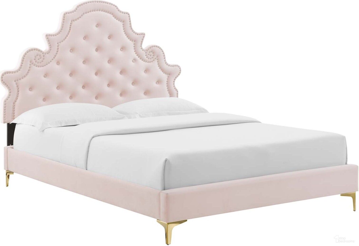 The appearance of Gwyneth Tufted Performance Velvet Full Platform Bed MOD-6757-PNK designed by Modway in the modern / contemporary interior design. This pink piece of furniture  was selected by 1StopBedrooms from Gwyneth Collection to add a touch of cosiness and style into your home. Sku: MOD-6306-PNK;MOD-6417-PNK. Bed Type: Platform Bed. Bed Size: Full. Material: MDF.