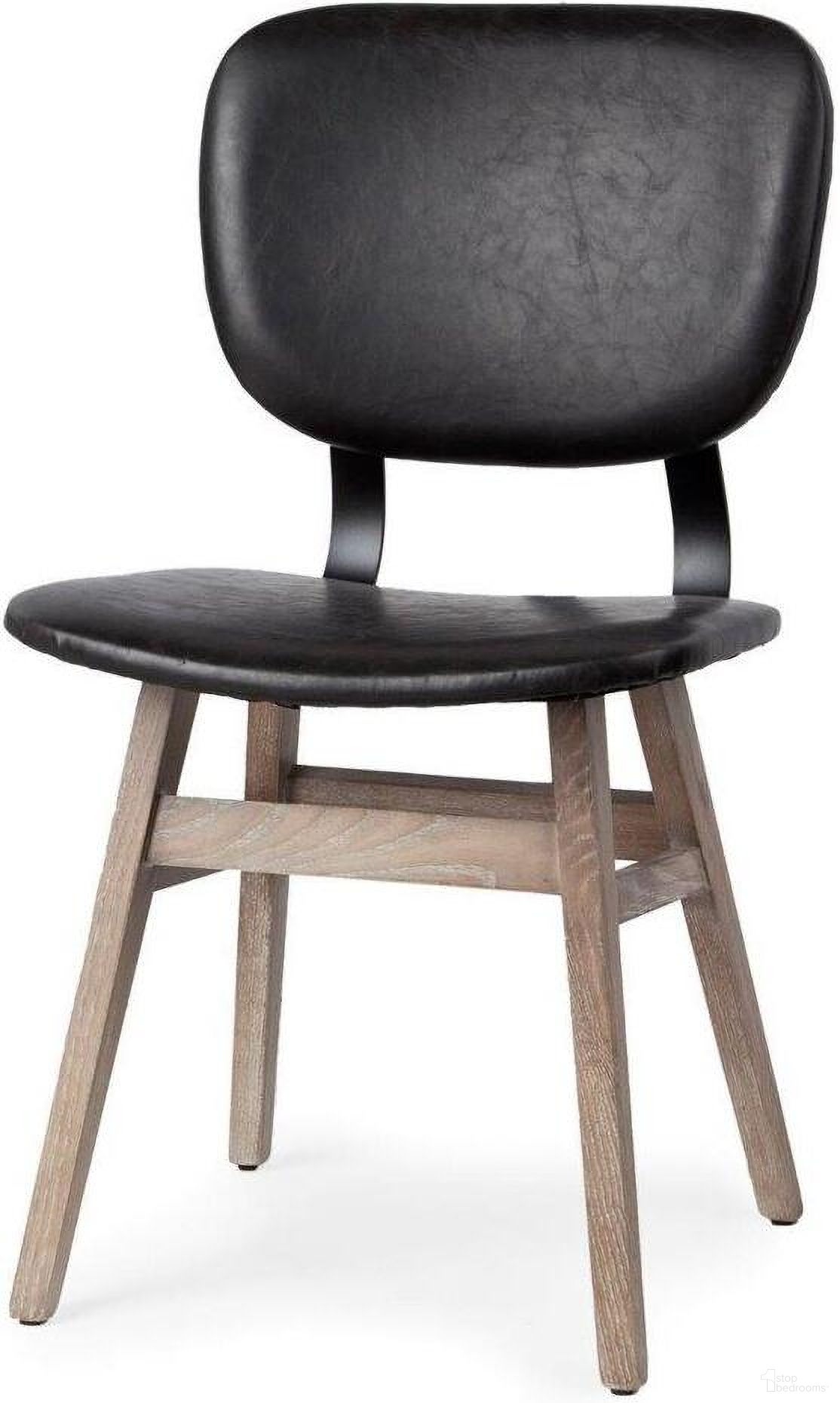 The appearance of Haden I Black Faux-Leather Wrap Brown Solid Wood And Iron Base Dining Chair designed by Mercana in the modern / contemporary interior design. This black and brown piece of furniture was selected by 1StopBedrooms from Haden Collection to add a touch of cosiness and style into your home. Sku: 67517. Material: Wood. Chair Type: Side Chair.