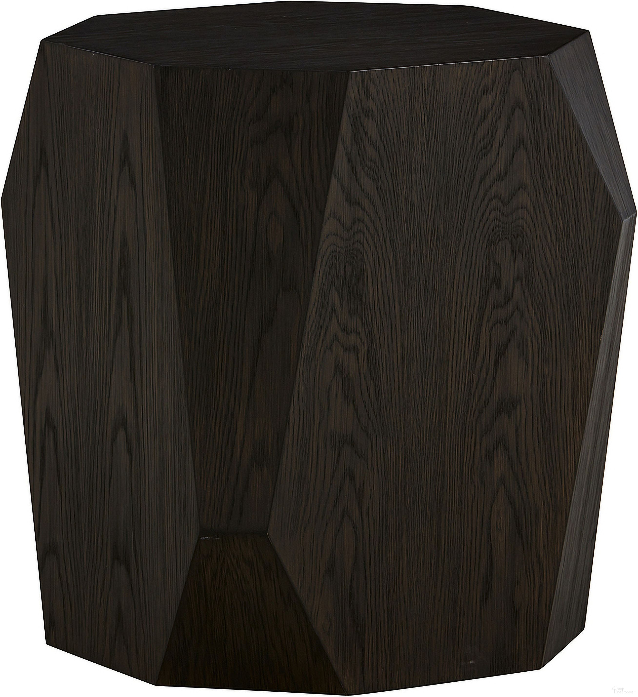Haden Solid Wood with Oak Veneer Geometric Modern Design 18.5 Inch End Table In Dark Brown