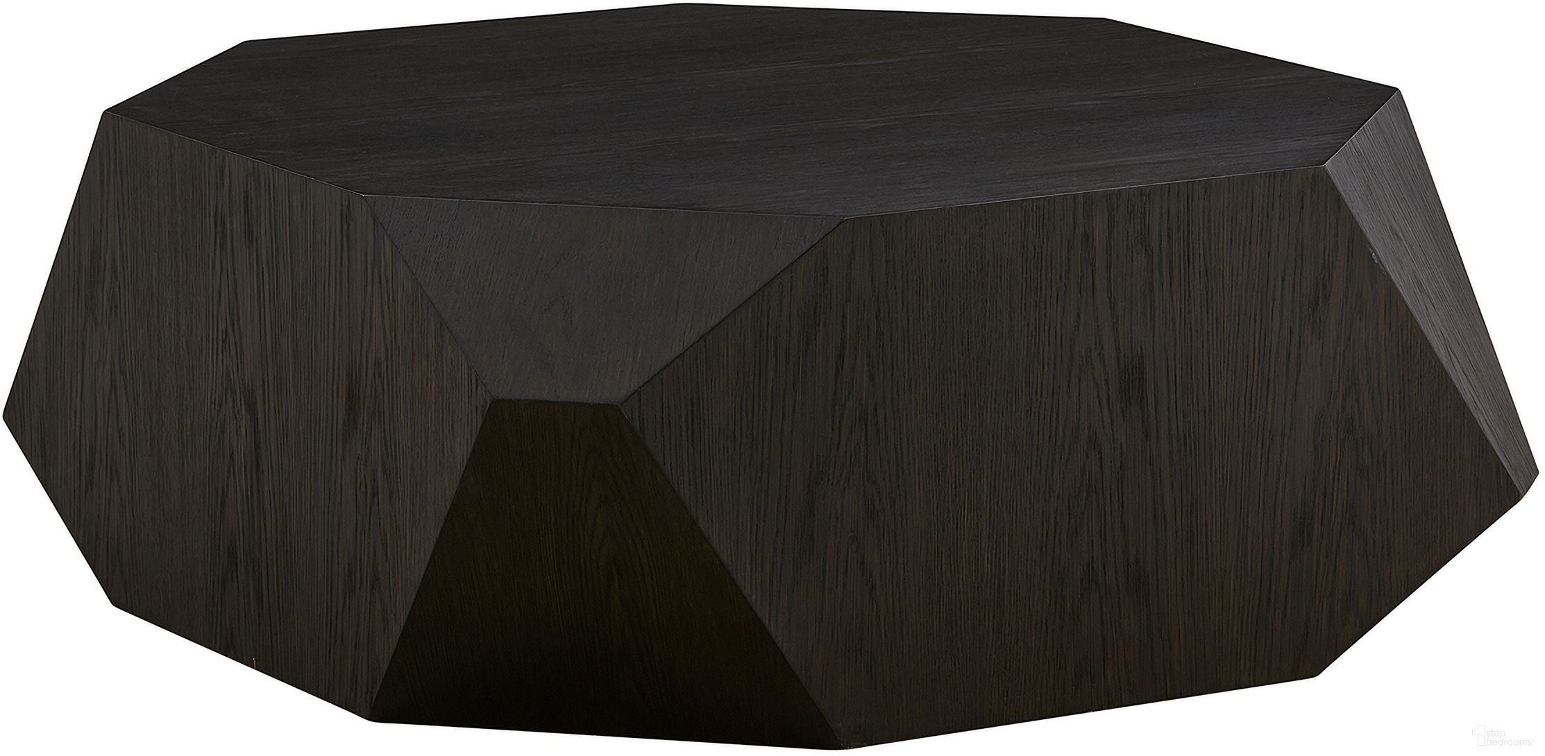 Haden Solid Wood with Oak Veneer Geometric Modern Design 39.5 Inch Coffee Table In Brown