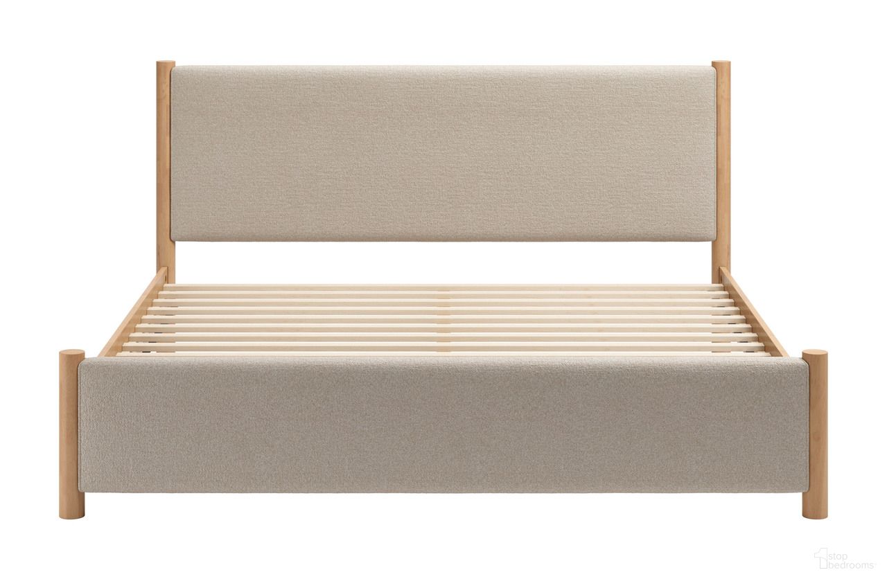 The appearance of Hadi King Bed In Beige and Natural designed by Zuo Modern in the modern / contemporary interior design. This beige and natural piece of furniture was selected by 1StopBedrooms from Hadi Collection to add a touch of cosiness and style into your home. Sku: 110671. Material: Polyester. Bed Size: King.