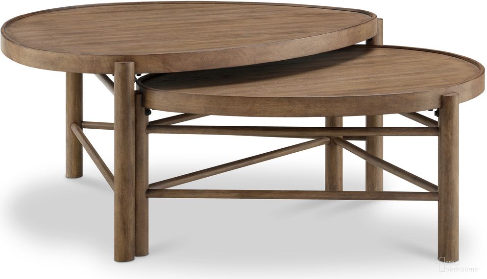The appearance of Hadleigh Nesting Cocktail Table designed by Magnussen in the transitional interior design. This brown piece of furniture  was selected by 1StopBedrooms from Hadleigh Collection to add a touch of cosiness and style into your home. Sku: T5558-52. Material: Oak Veneer.