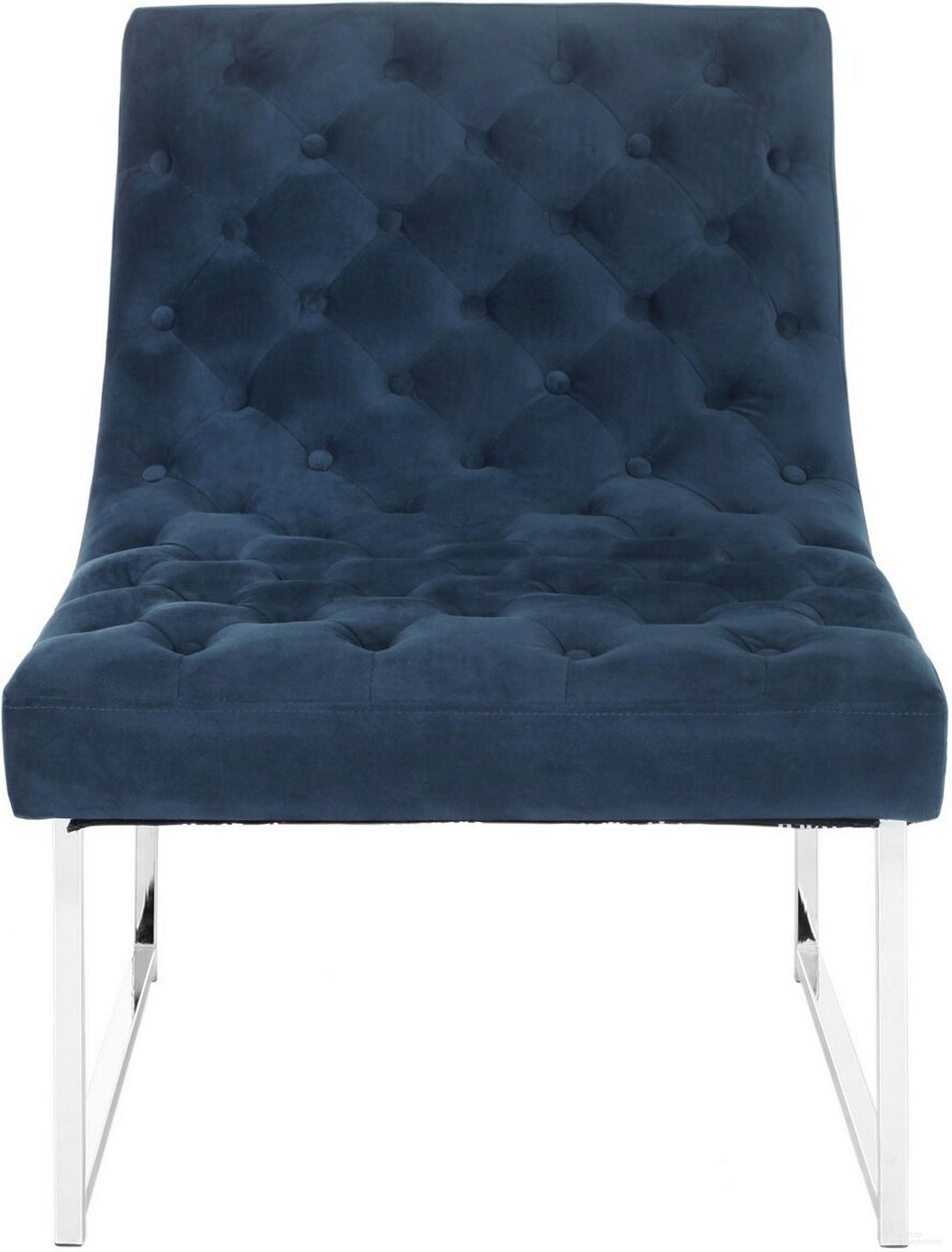 The appearance of Hadley Navy Velvet Tufted Accent Chair designed by Safavieh in the modern / contemporary interior design. This navy velvet piece of furniture was selected by 1StopBedrooms from Hadley Collection to add a touch of cosiness and style into your home. Sku: FOX6283B. Material: Iron.