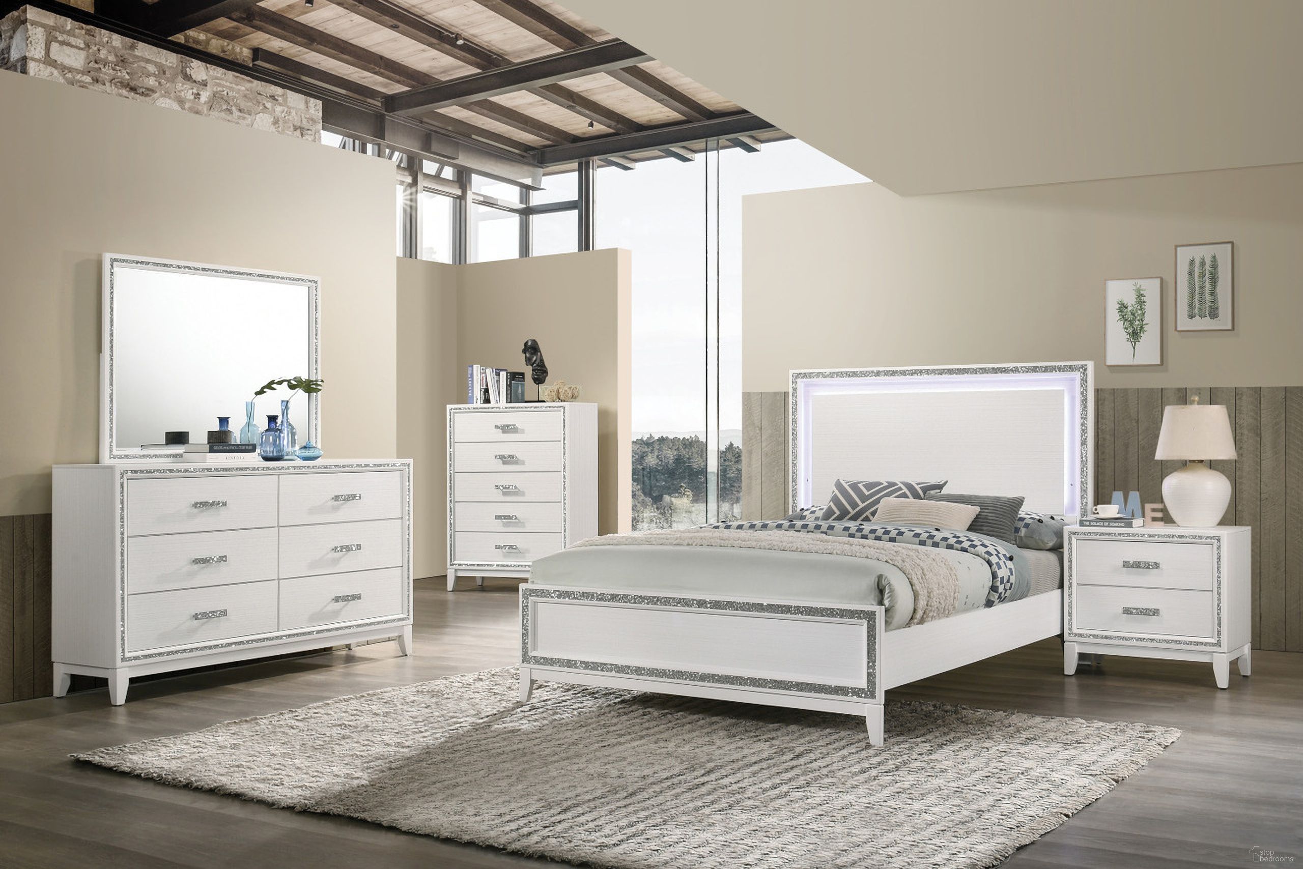 The appearance of Haiden Bedroom Set In White Finish designed by ACME in the modern / contemporary interior design. This white piece of furniture was selected by 1StopBedrooms from Haiden Collection to add a touch of cosiness and style into your home. Sku: 28450Q-HF;28451Q-R;28453. Bed Type: Panel Bed. Material: Wood. Bed Size: Queen.
