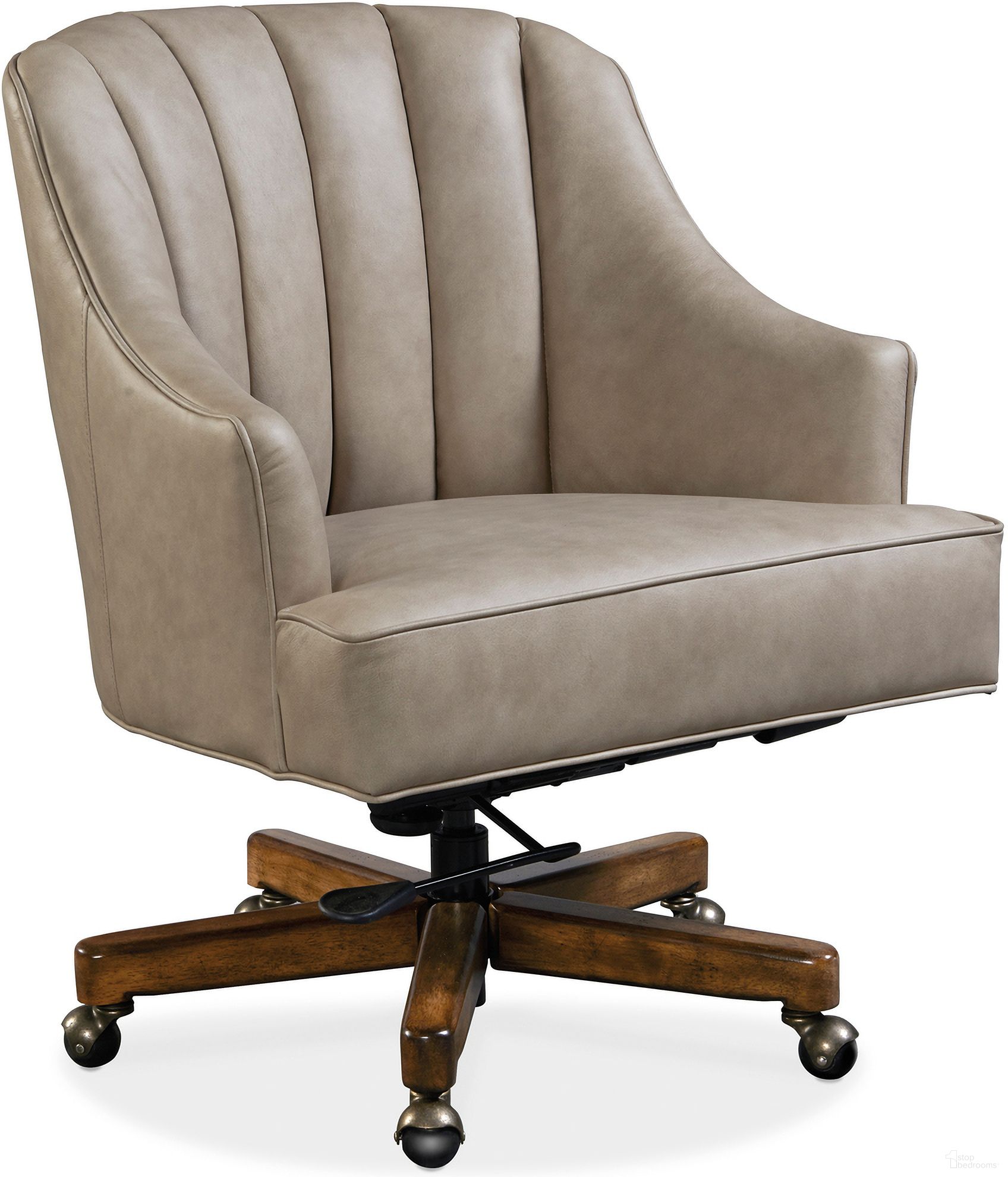 The appearance of EC Haider Beige Leather Executive Chair designed by Hooker in the transitional interior design. This beige piece of furniture was selected by 1StopBedrooms from EC Collection to add a touch of cosiness and style into your home. Sku: EC509-085. Material: Leather.